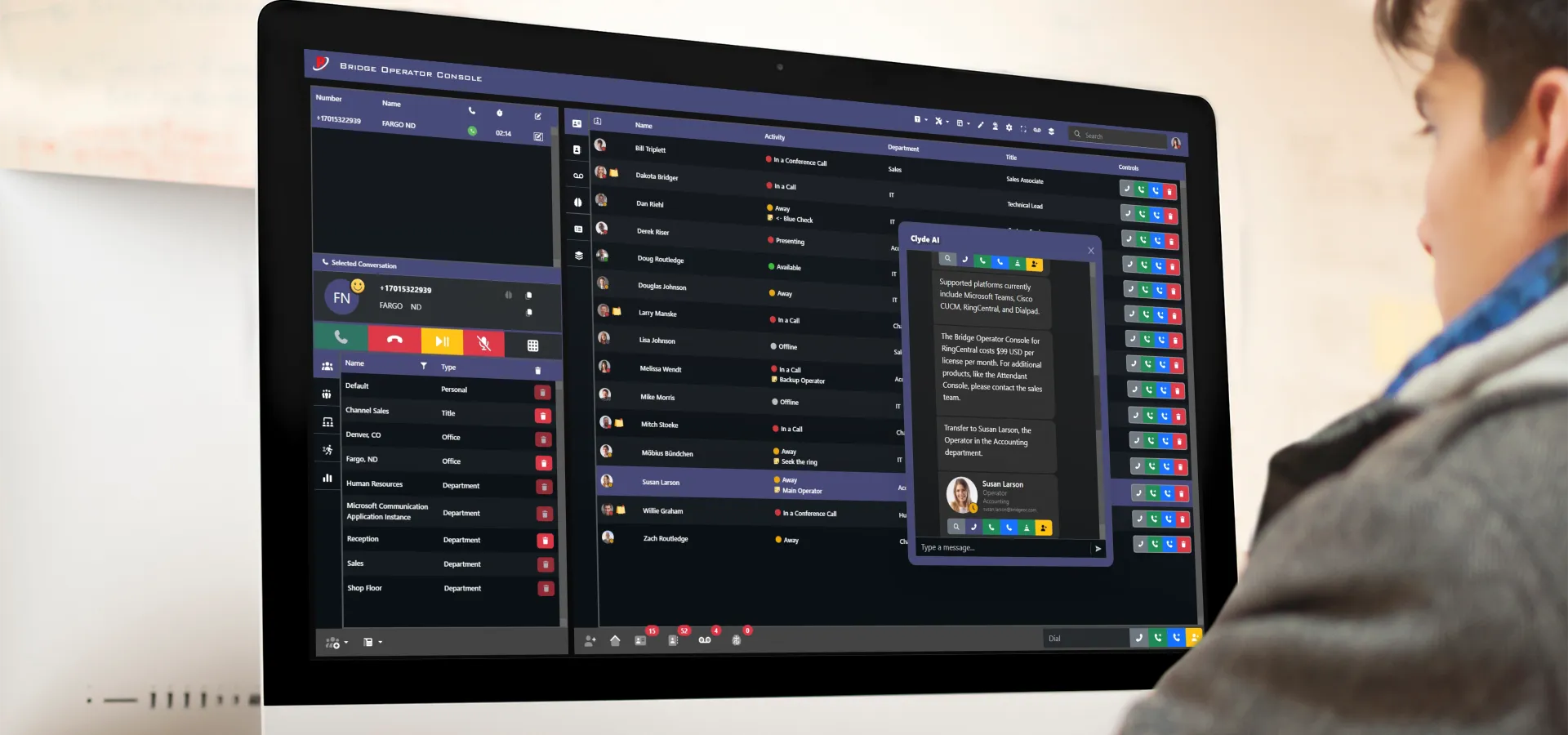 Bridge Operator Console for Microsoft Teams - call handling interface